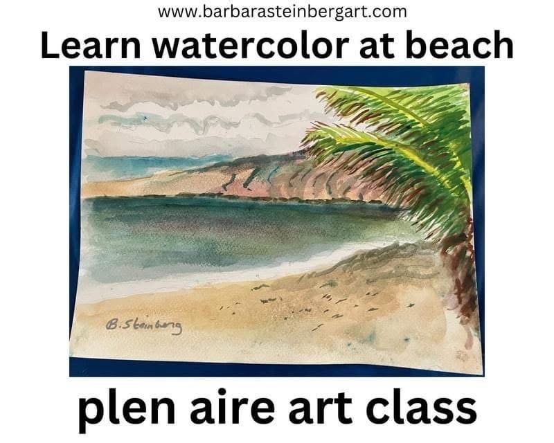 Learn watercolor at the beach — plein aire art class with Barbara Steinberg, Maui