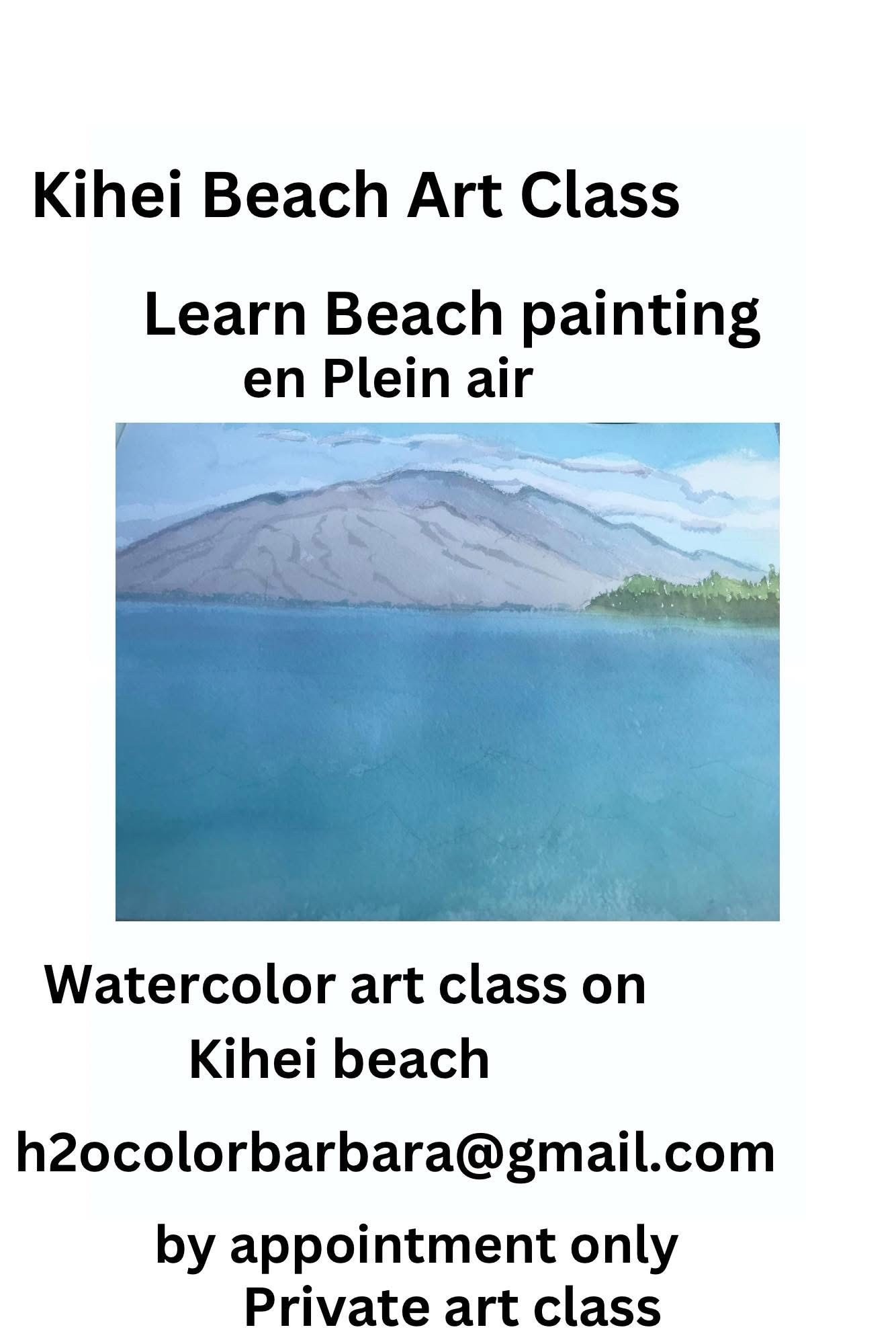 Kihei Beach Art Class flyer — learn beach painting en plein air with Barbara Steinberg